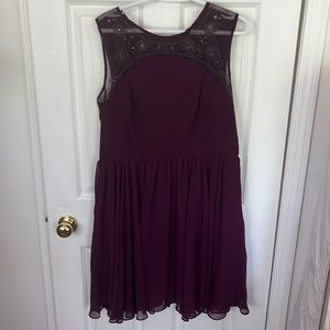 Plum purple plus size sleeveless dress with beaded embroidery-JESSICA-size 16